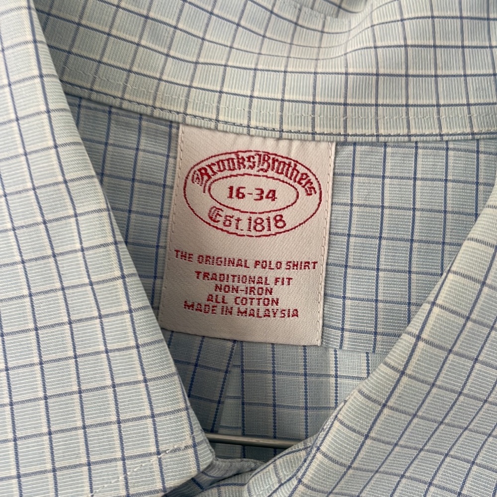 Brooks Brothers men’s blue plaid button down shirt - Picture 2 of 3